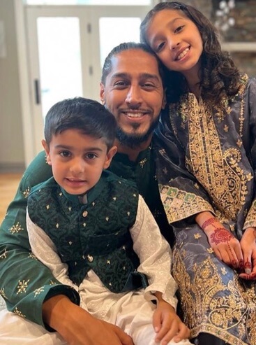 Uzma Alam's husband and their children.